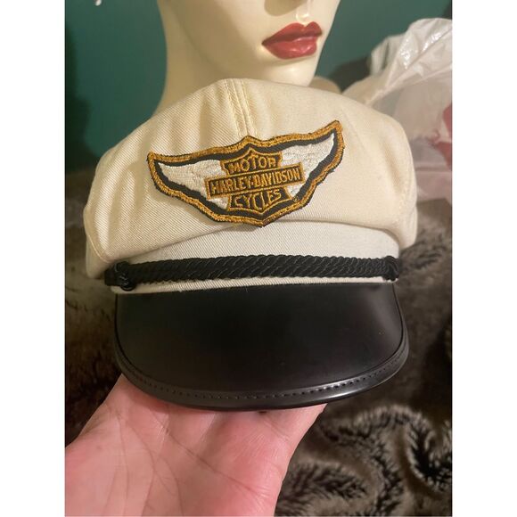 Vintage White Harley Davidson Cap Hat Large Made in USA - Picture 2 of 13